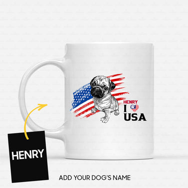 Personalized Dog Gift Idea - Pug Love USA For Dog Lovers - White Mug